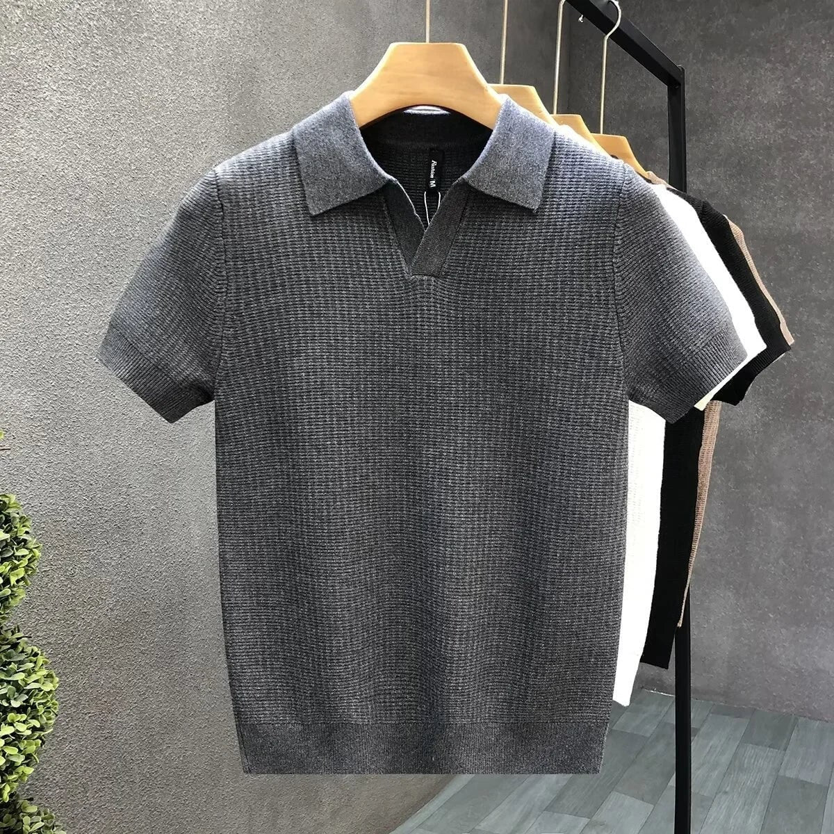 Alden Knit Polo - Charcoal