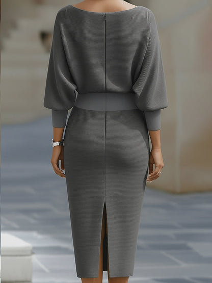 Batwing Cowl-Neck Midi Dress for Women