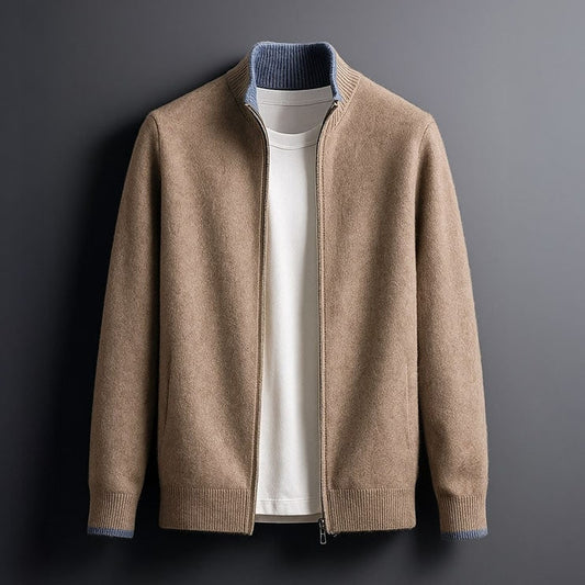 Bordeaux Merino Zip Jacket - Camel