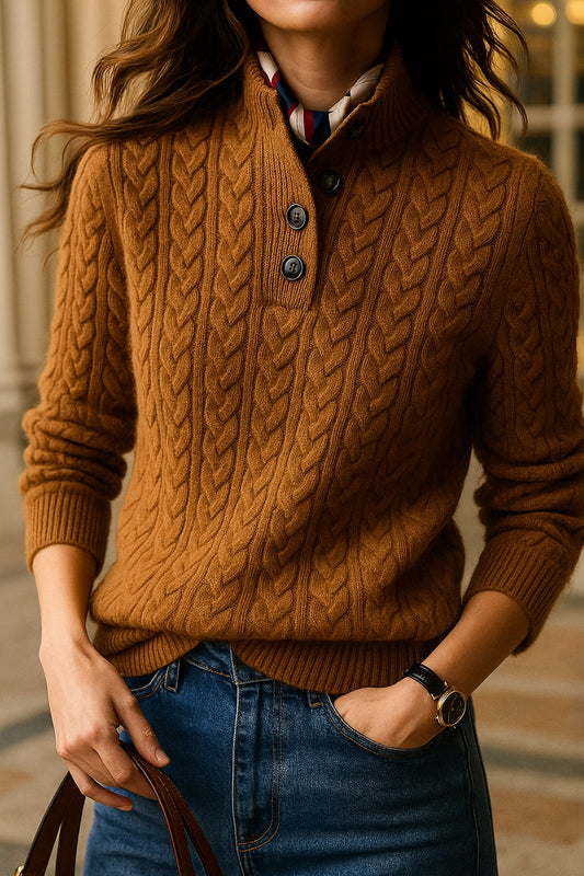 Button-Up Sweater - Camel
