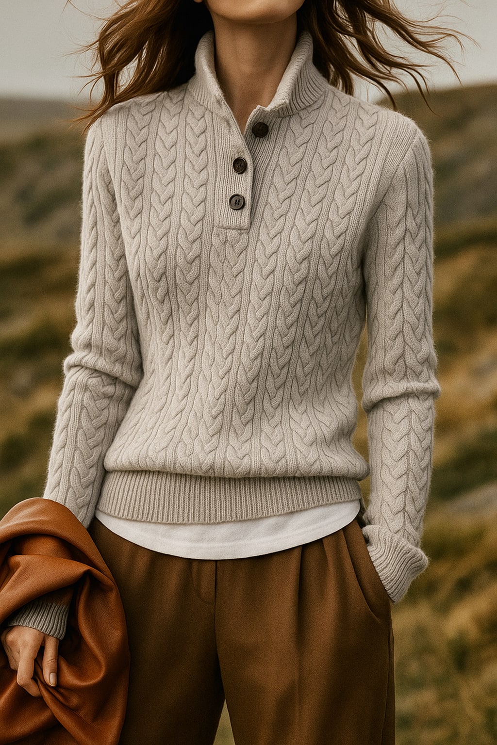 Button-Up Sweater - Gray