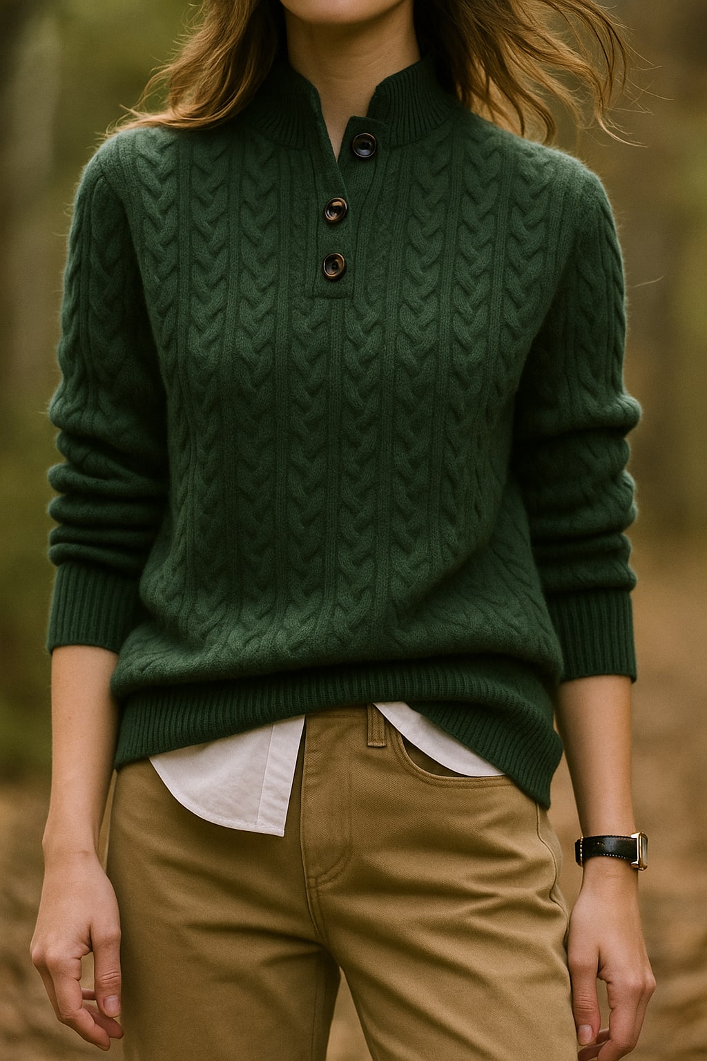 Button-Up Sweater - Olive
