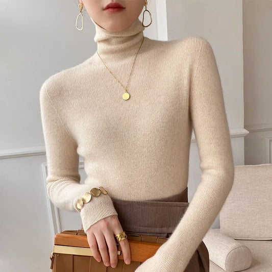 Camille Cashmere Turtleneck - Ivory Pearl