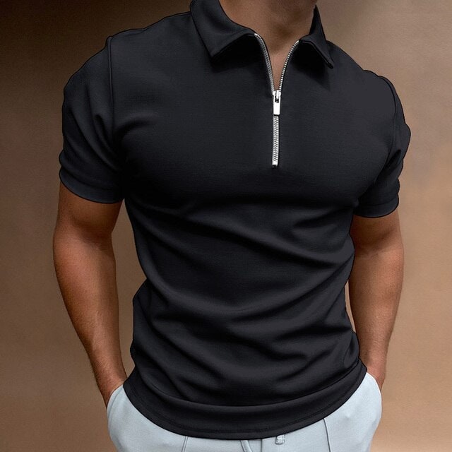 Casual knit polo shirt - Black
