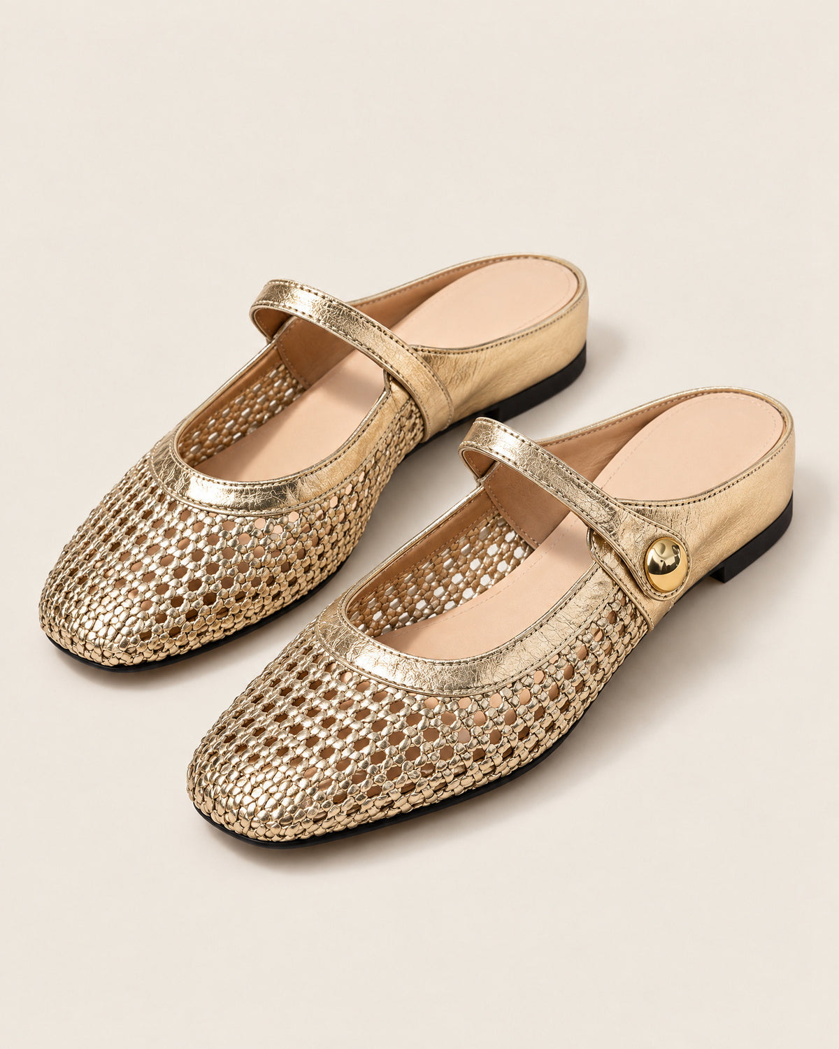 Woven Metallic Mary Jane Mules for Women – clean studio photo