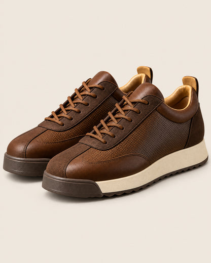 Brown Leather Platform Sneakers for Men – clean studio photo