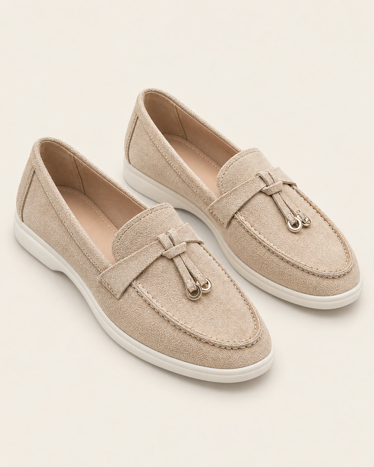 Metal-Tassel Suede Loafers for Women – clean studio photo