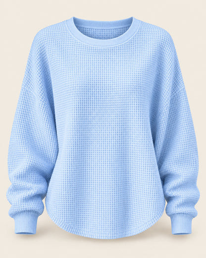Waffle Knit Crew-Neck Sweater for Women – clean studio photo