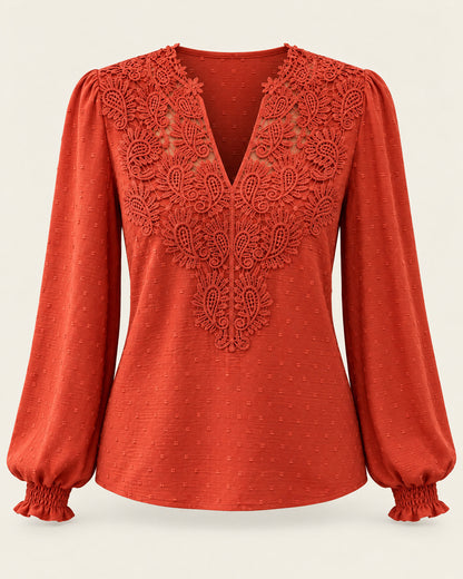 Lace V-Neck Blouse for Women – clean studio photo