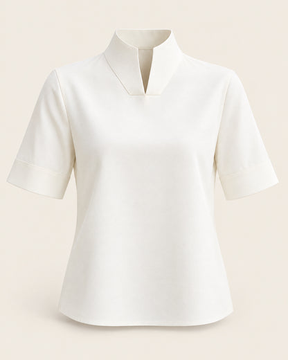 Stand Collar V-Cut Pullover Blouse for Women – clean studio photo