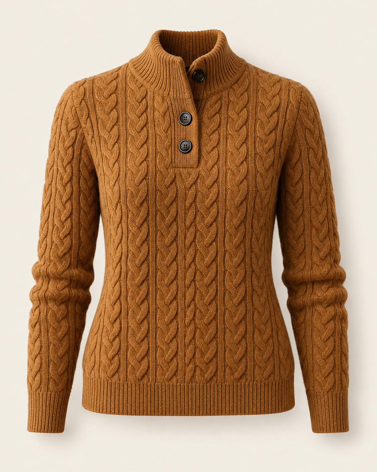 Cable-Knit Mock Neck Sweater for Women – clean studio photo