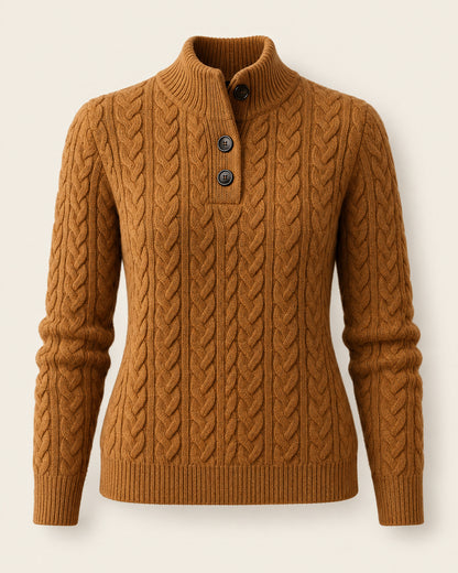 Cable-Knit Mock Neck Sweater for Women – clean studio photo