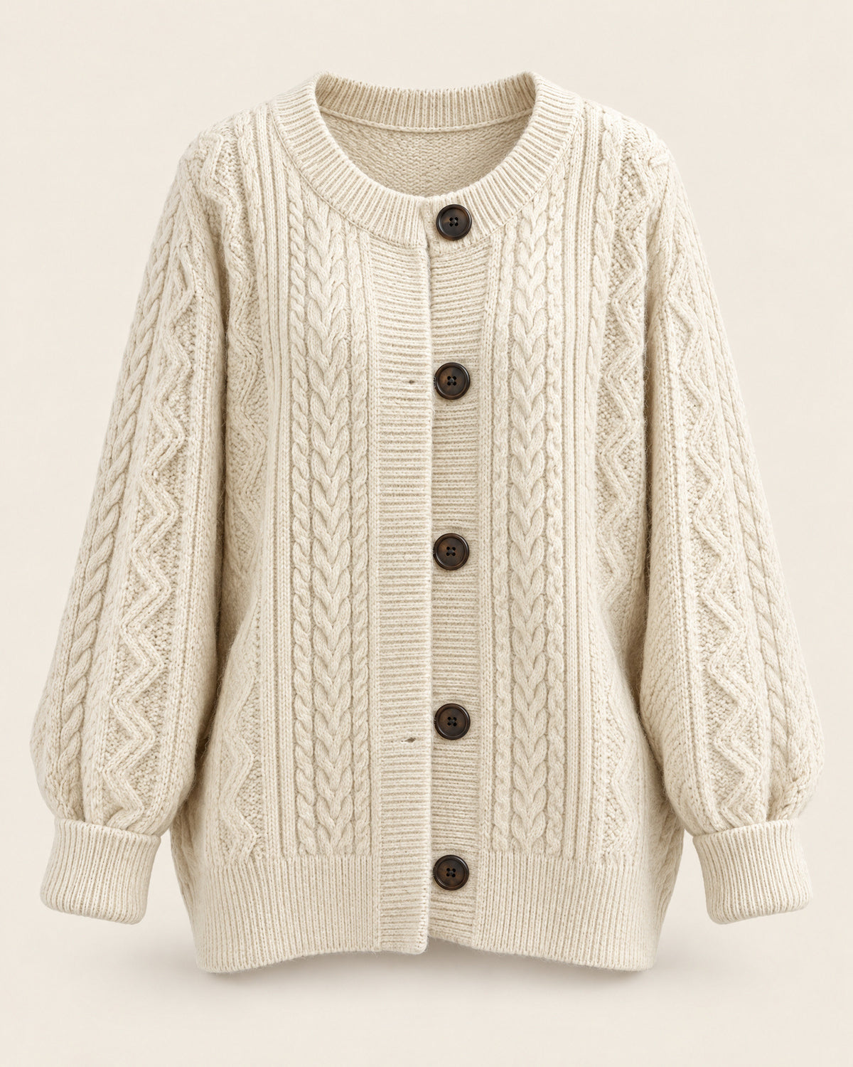 Cable Knit Button-Up Cardigan for Women – clean studio photo