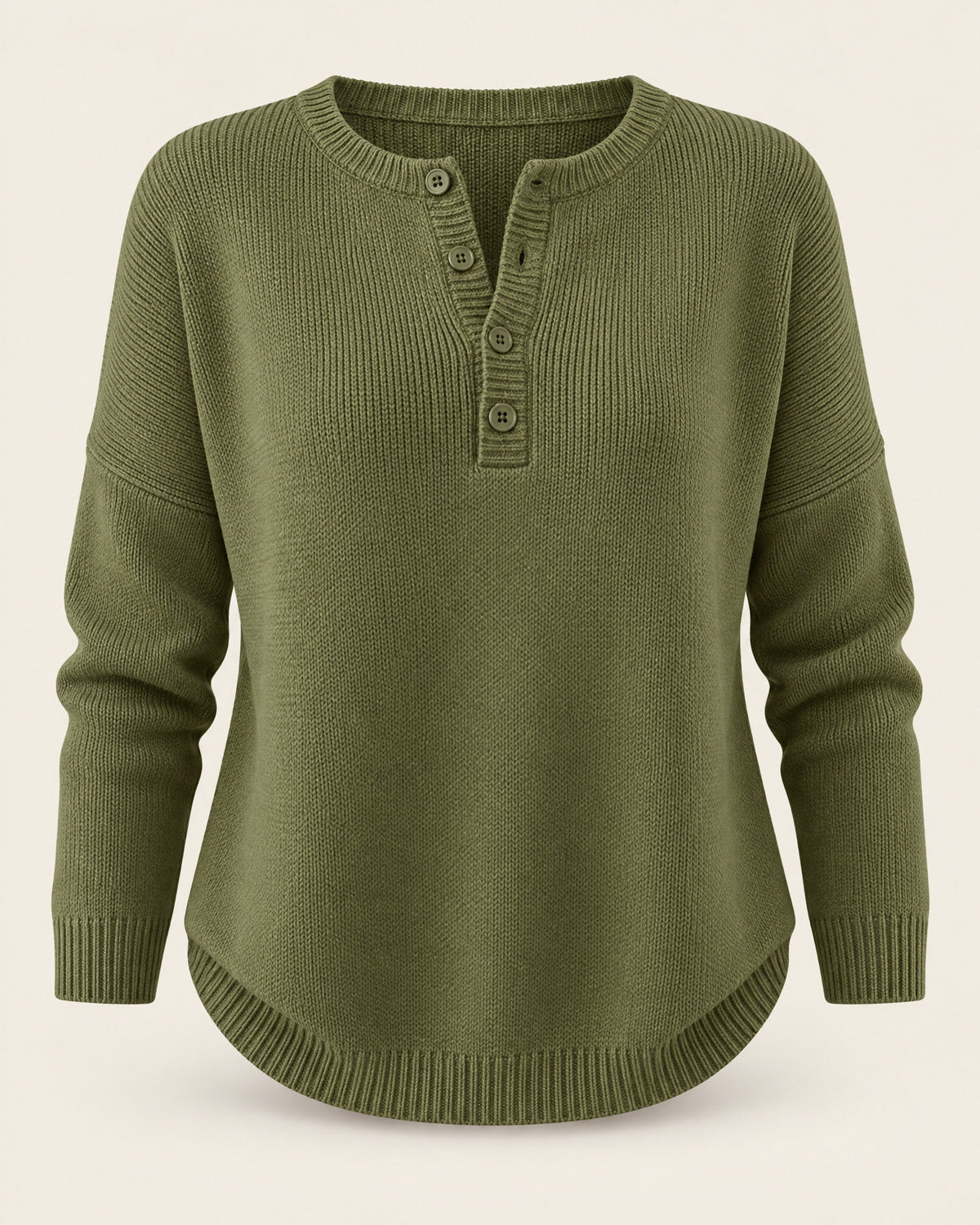 Henley Button Knit Sweater for Women – clean studio photo