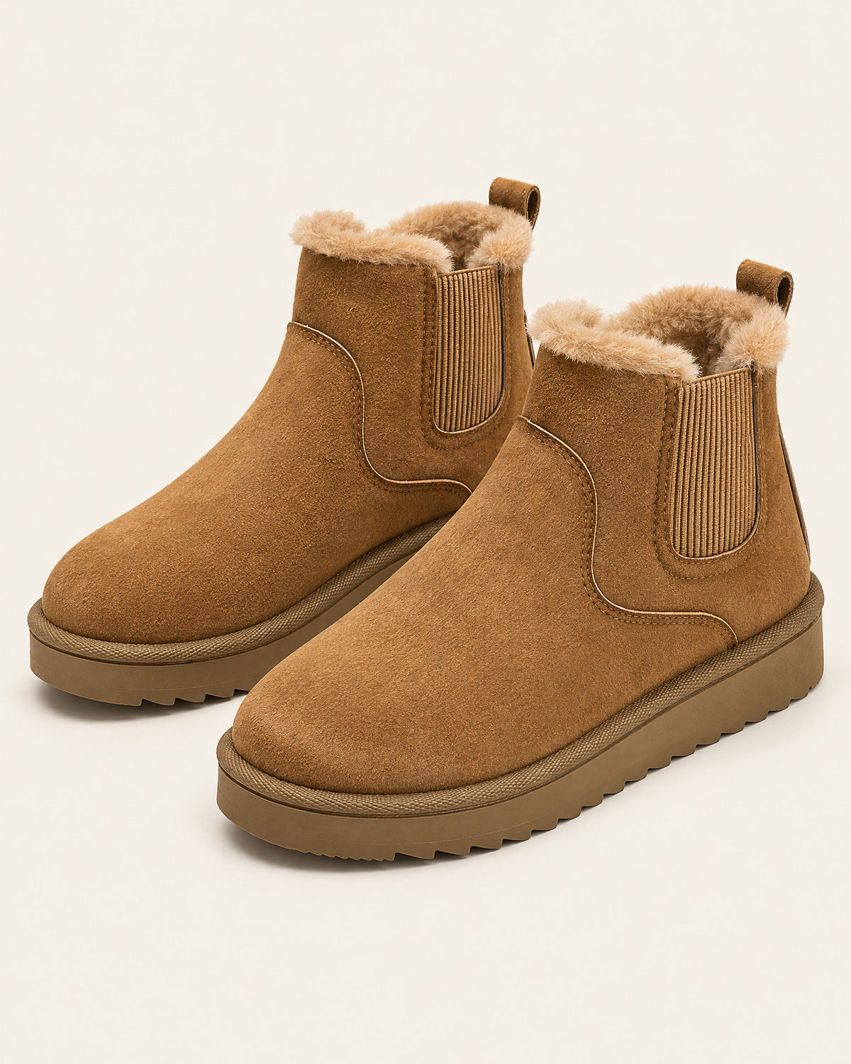 Fur-Lined Suede Chelsea Ankle Boots for Women – clean studio photo