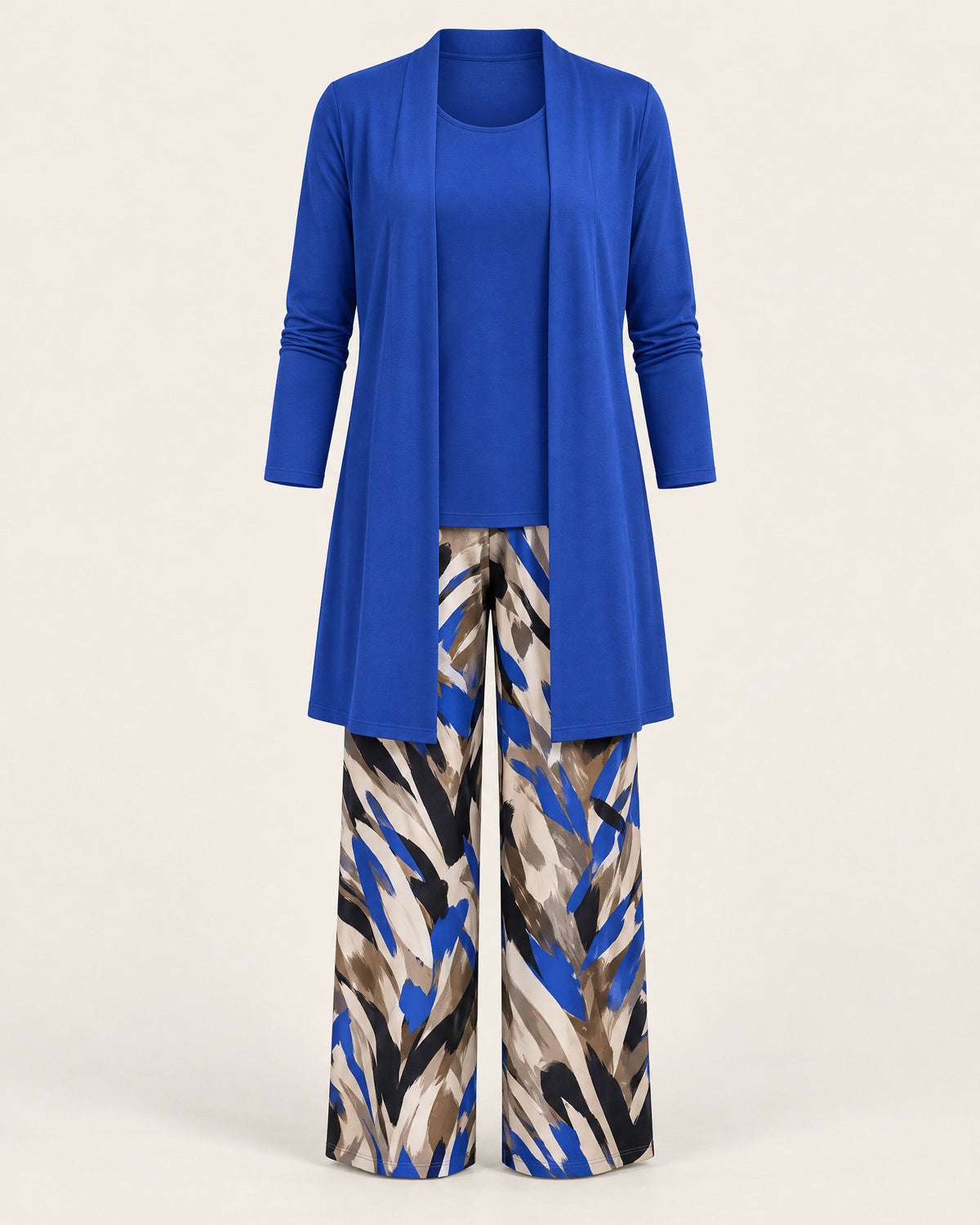Printed Wide-Leg Three-Piece Set for Women – clean studio photo