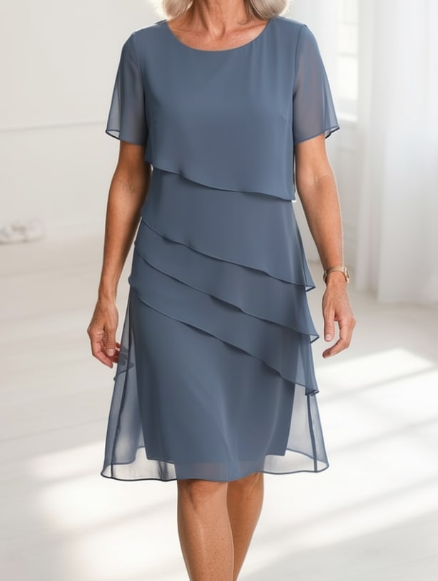 Comfort Ruffle Dress - Blue