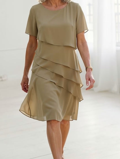 Comfort Ruffle Dress - Khaki