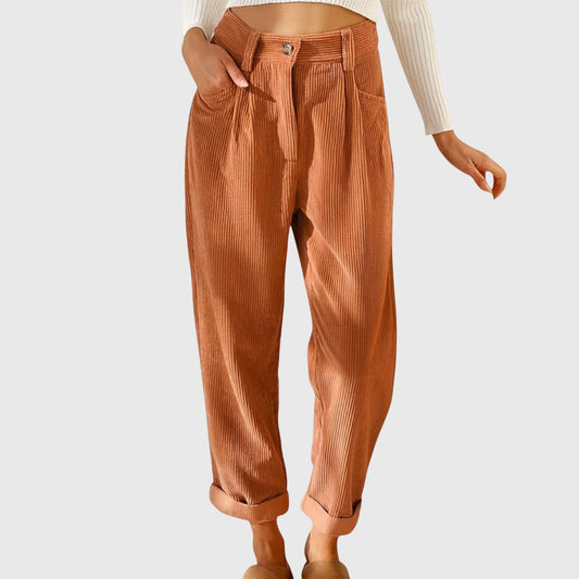 Cord Pants for Women - Apricot