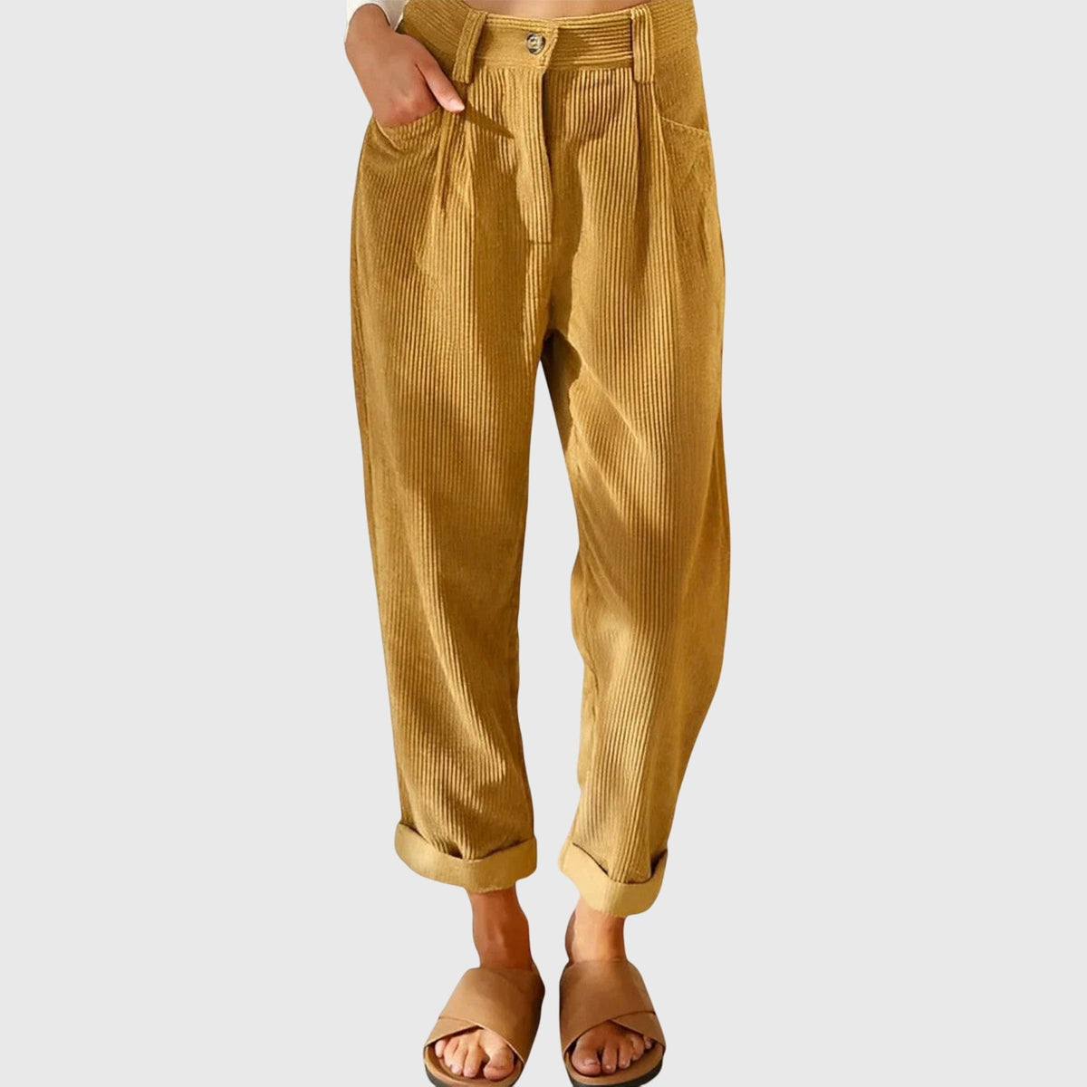 Cord Pants for Women - Yellow