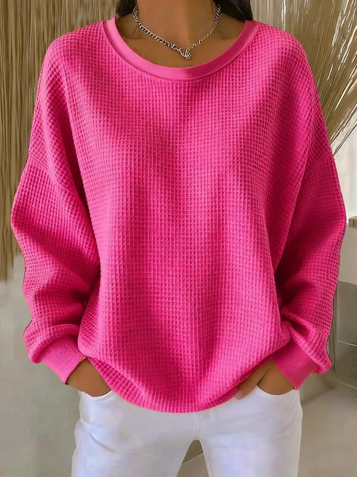 Crew-Neck Sweater for Women - Fuchsia