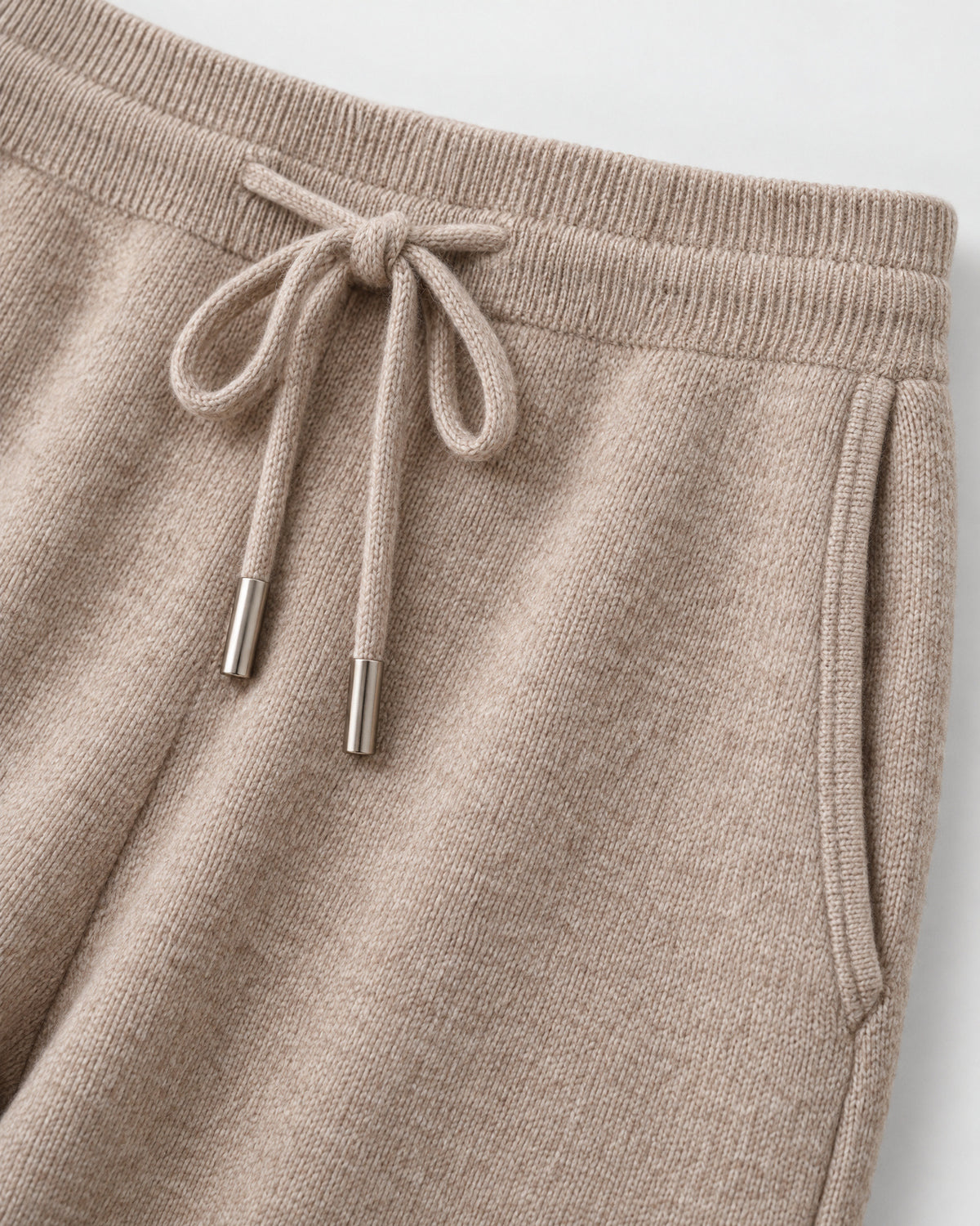 Drawstring Knit Merino Wool Trousers for Men – close-up detail