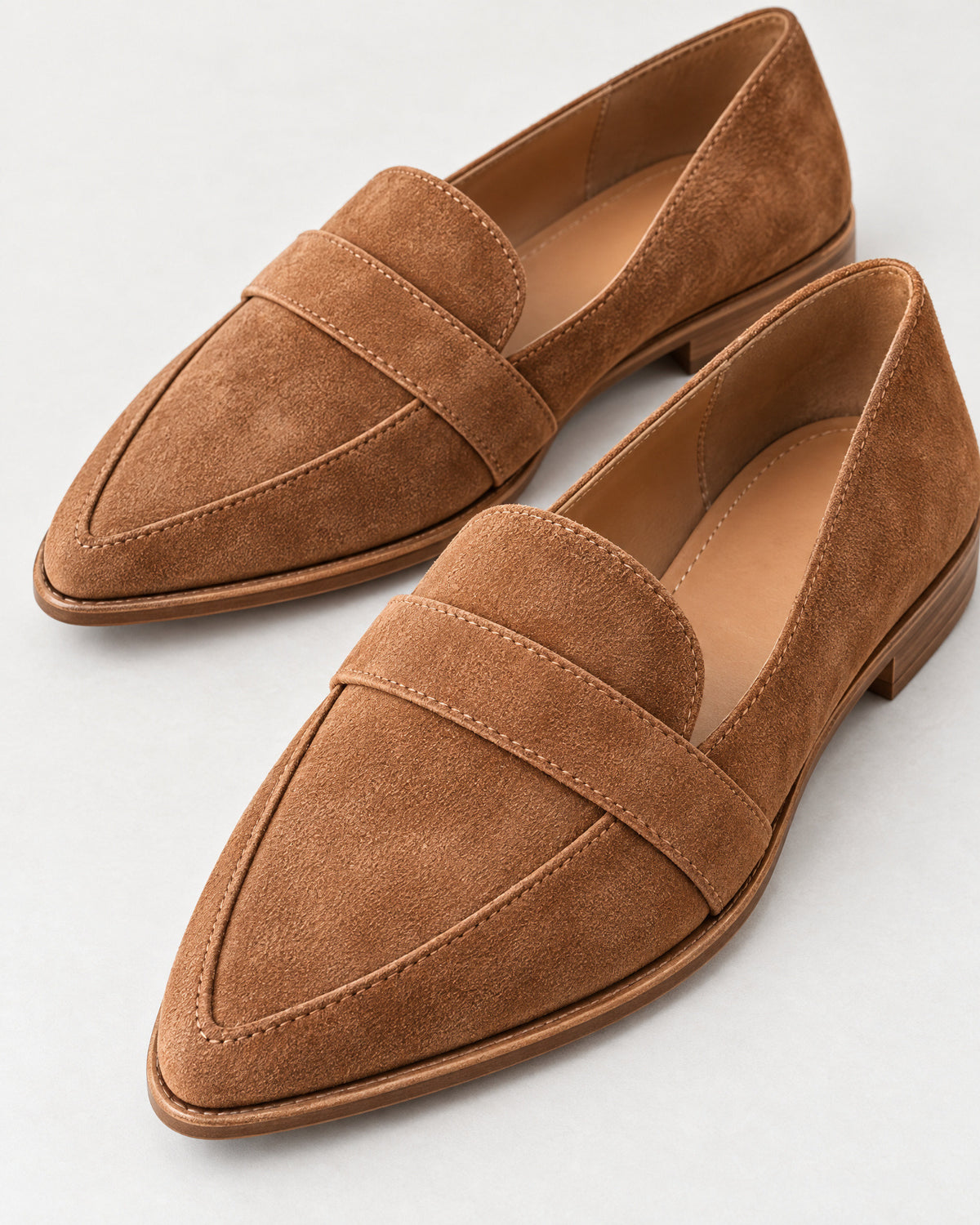 Suede Loafers with Cut-Out Sides for Women – close-up detail