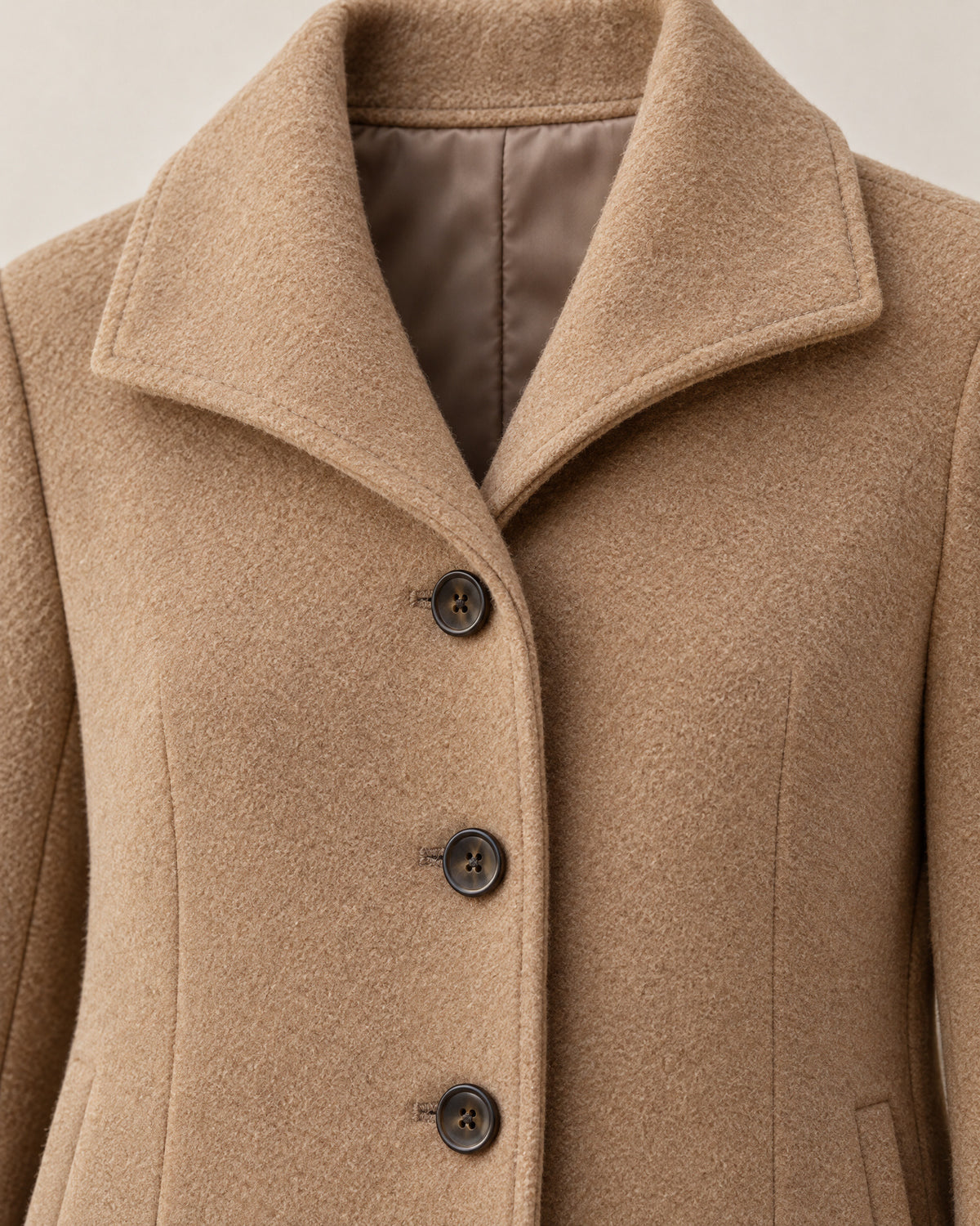 Button-Up Wool Coat for Women – close-up detail