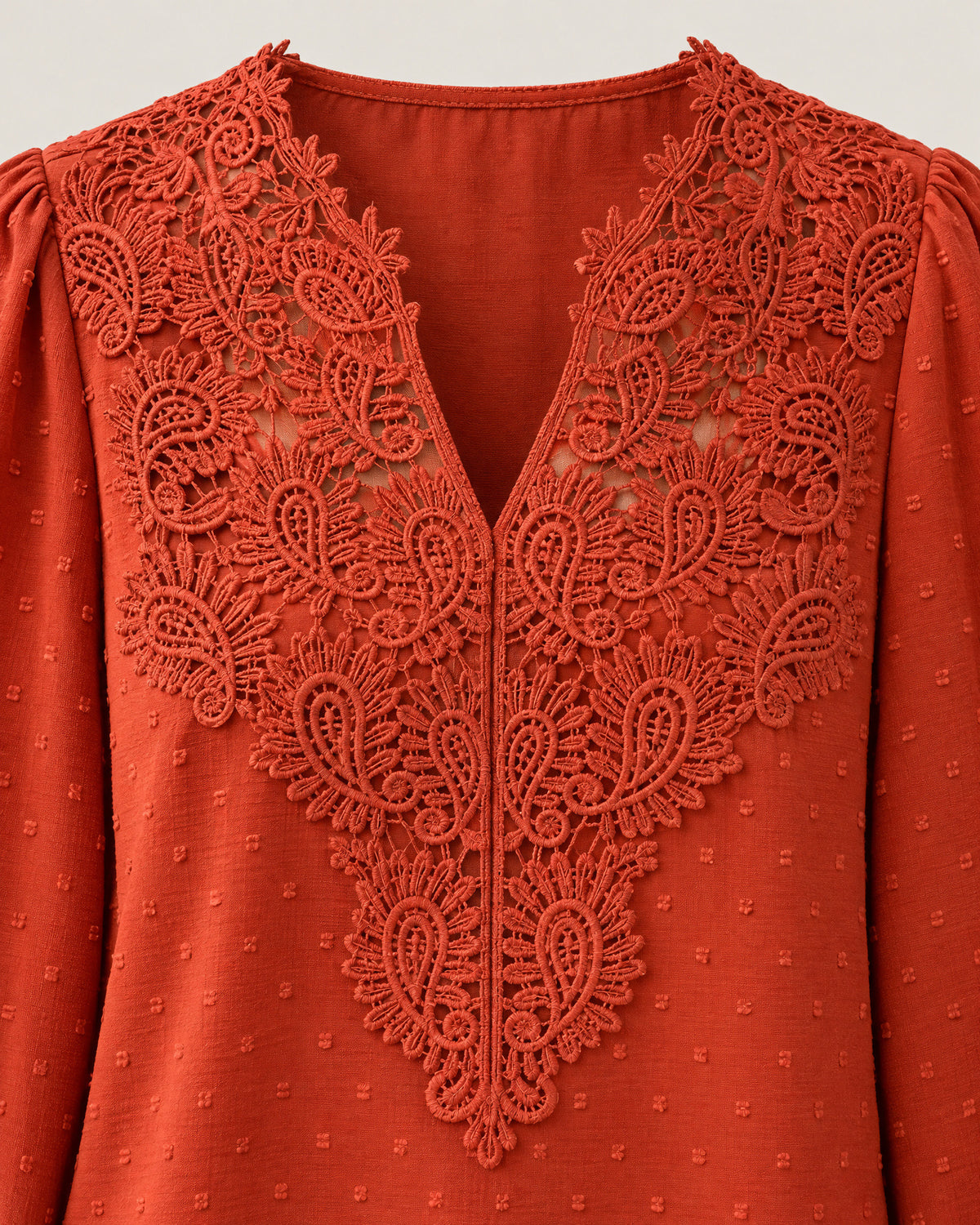 Lace V-Neck Blouse for Women – close-up detail