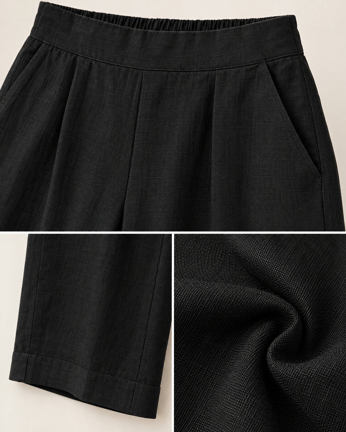 Cropped Wide-Leg Trousers for Women – close-up detail