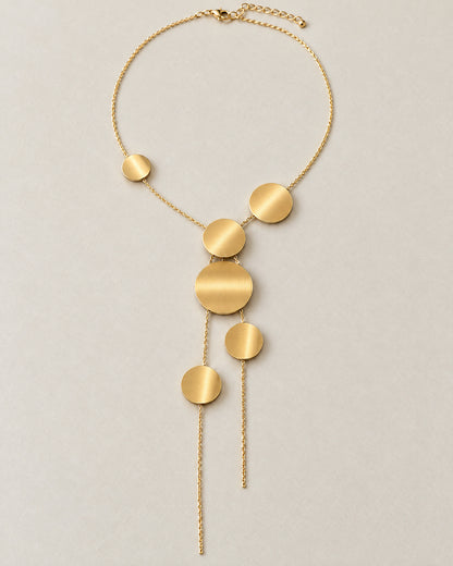 Circle Pendant Long Necklace for Women – close-up detail