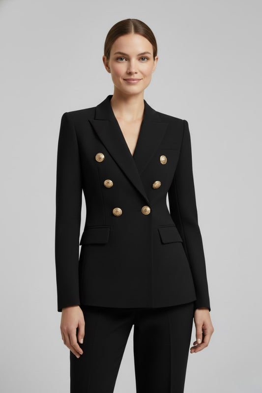 Double-Breasted Tailored Jacket - Black