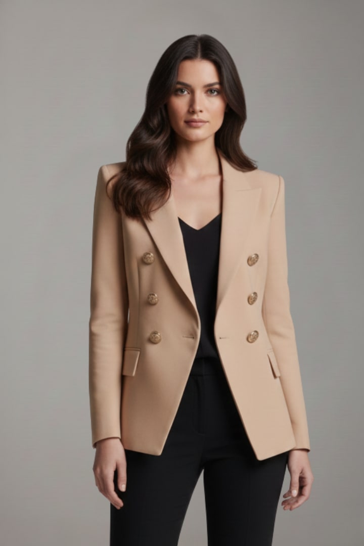 Double-Breasted Tailored Jacket - Khaki