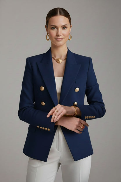 Double-Breasted Tailored Jacket - Navy Blue