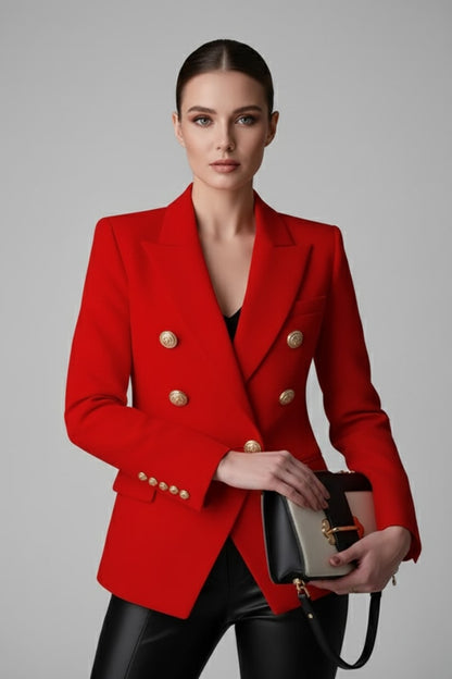 Double-Breasted Tailored Jacket - Red