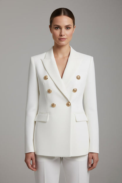 Double-Breasted Tailored Jacket - White