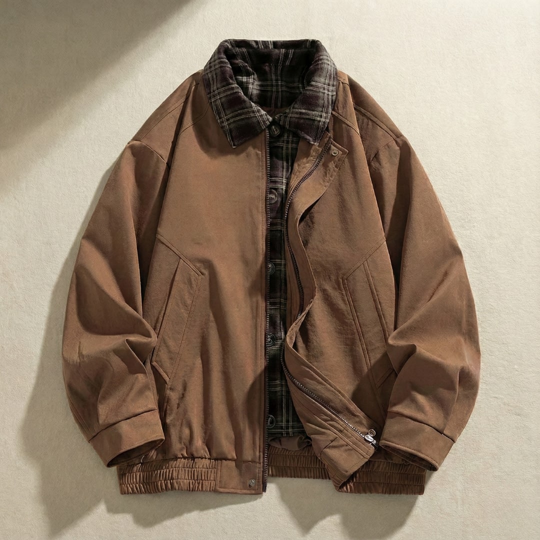 Fit-and-Flare Oversized Coat - Brown