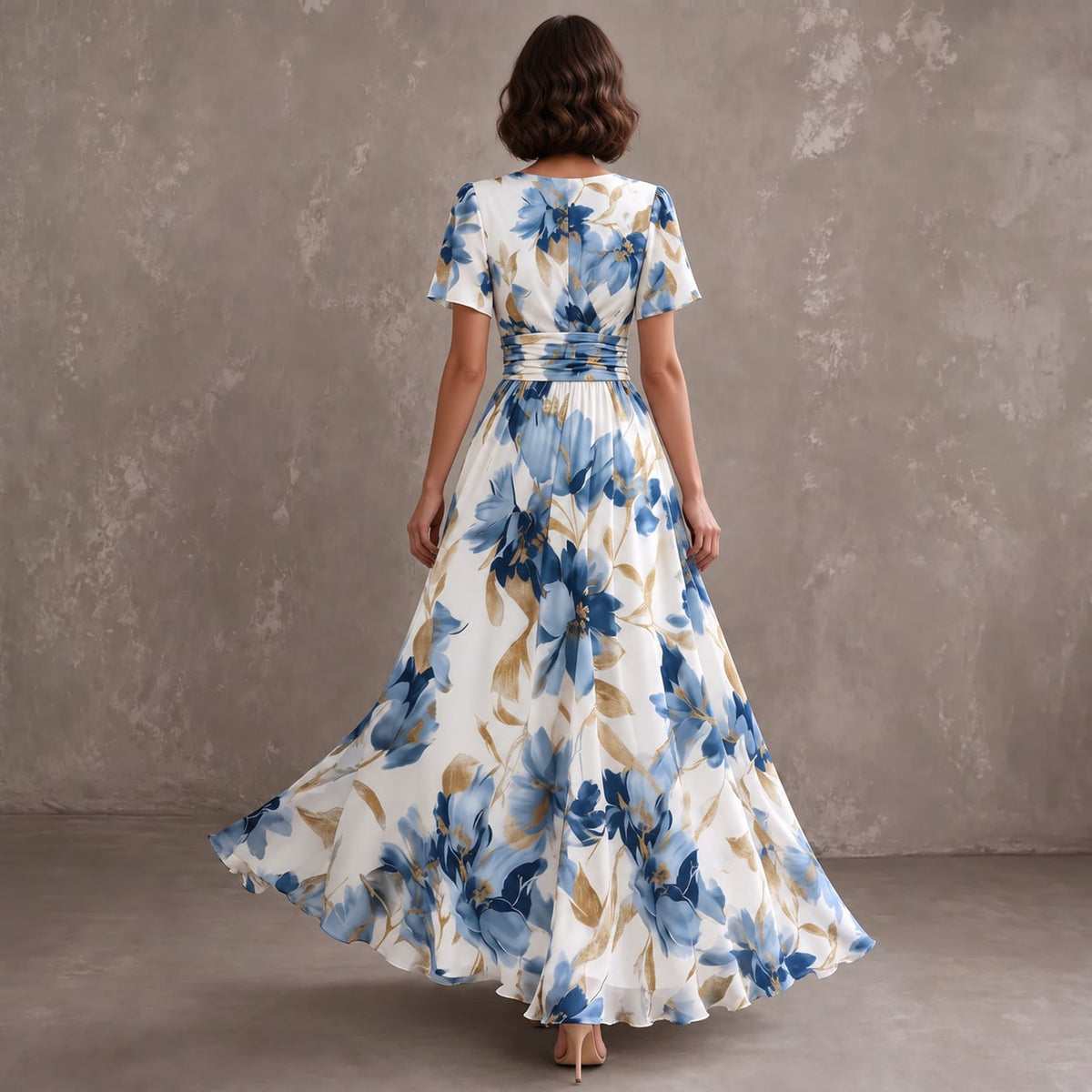 Floral Wrap Waist Midi Dress
