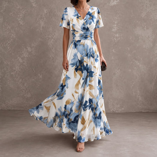 Floral Wrap Waist Midi Dress - Multicolor