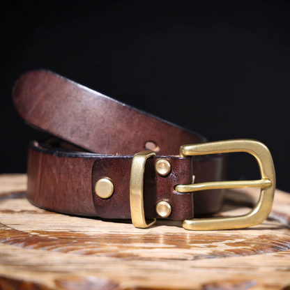 Full-Grain Leather Belt for Men - Dark Brown