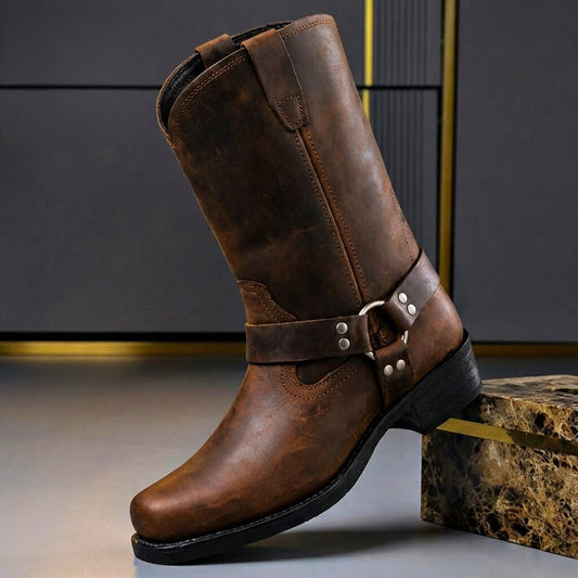 Genuine Leather Boots - Cognac Brown