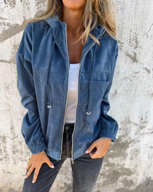 Hooded Oversized Coat for Women - Blue