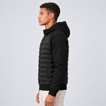 Hooded Puffer Jacket Quilted Panels for Men