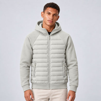 Hooded Puffer Jacket Quilted Panels for Men