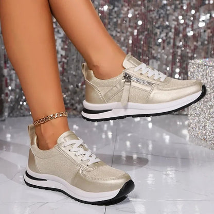 Women's Platform Lace-Up Zip Sneakers — side view