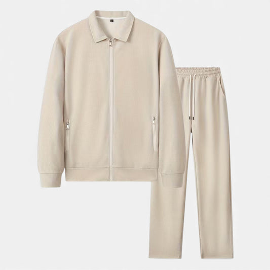 Arden Two-Piece Waffle Knit Men's Casual Outfit - Beige