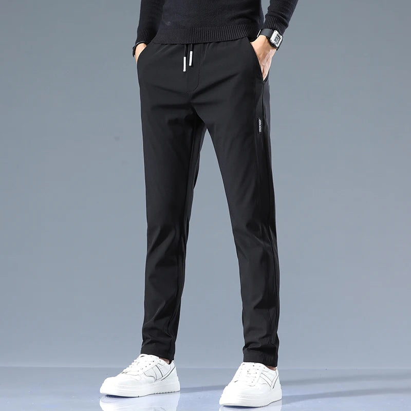 Slim-Fit Cotton Drawstring Joggers for Men - Black