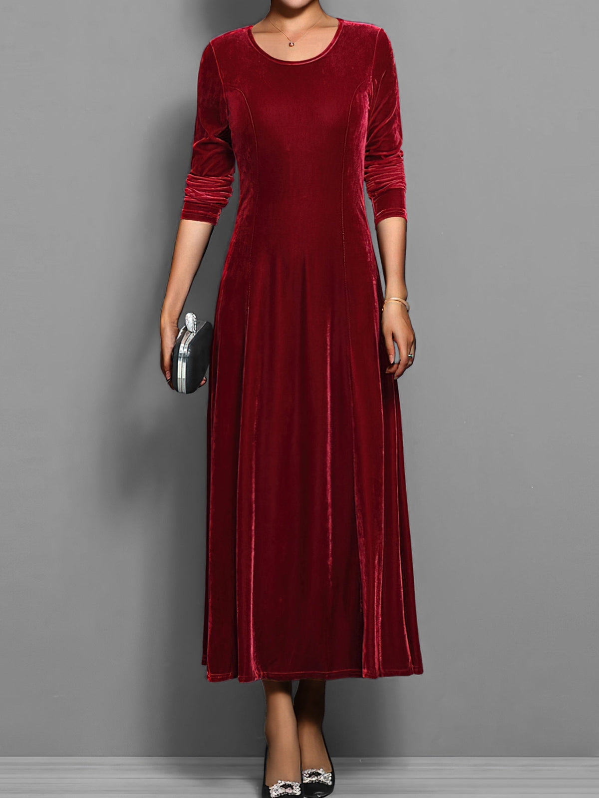 Women's Velvet Evening Midi Dress — detail view
