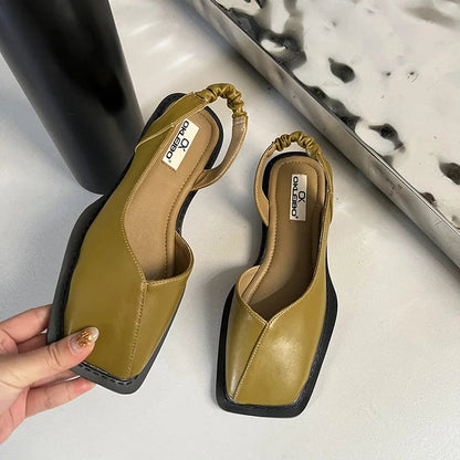 Orthopedic Square-Toe Slip-On Shoes for Women - Green