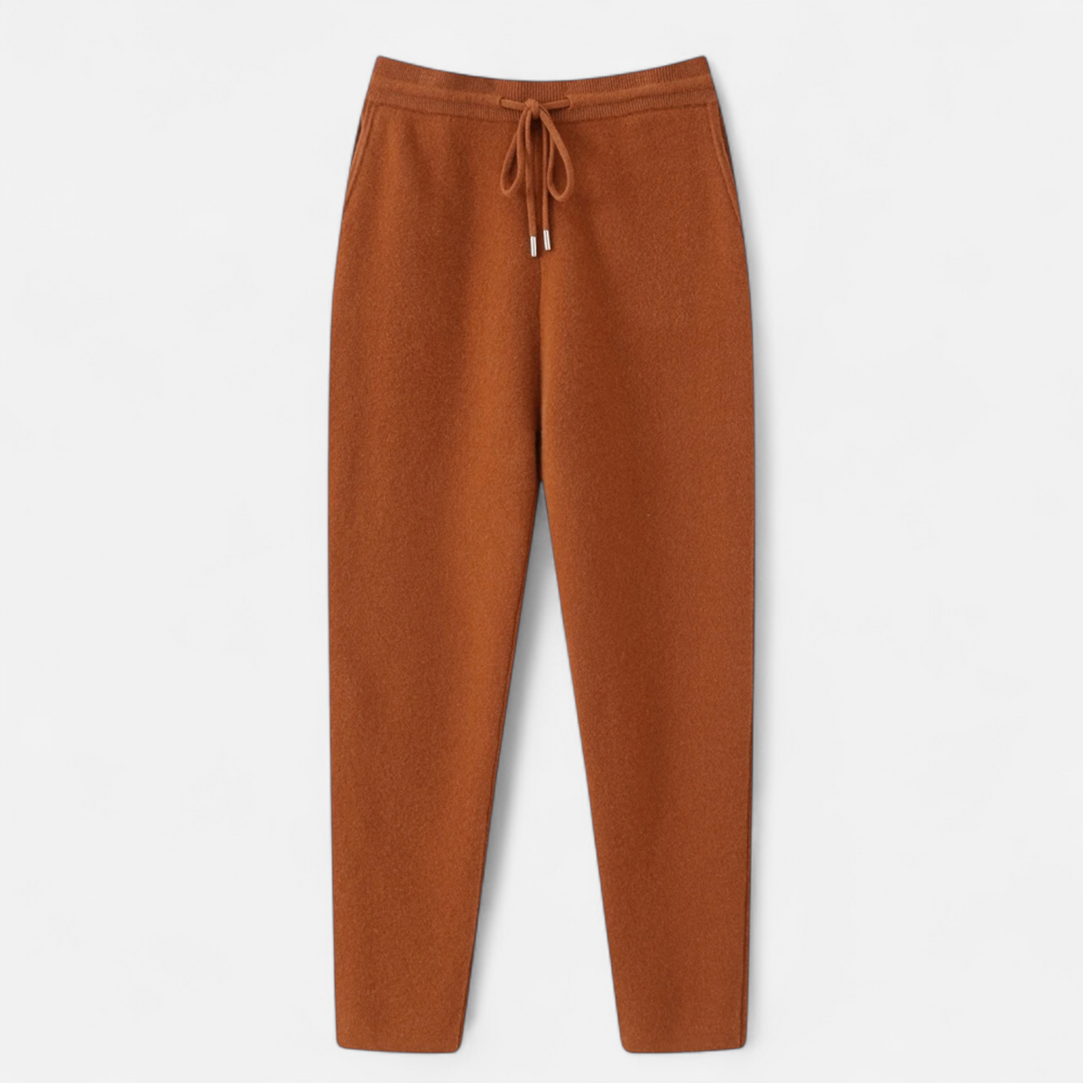 Drawstring Merino Wool Knit Trousers for Men - Brown
